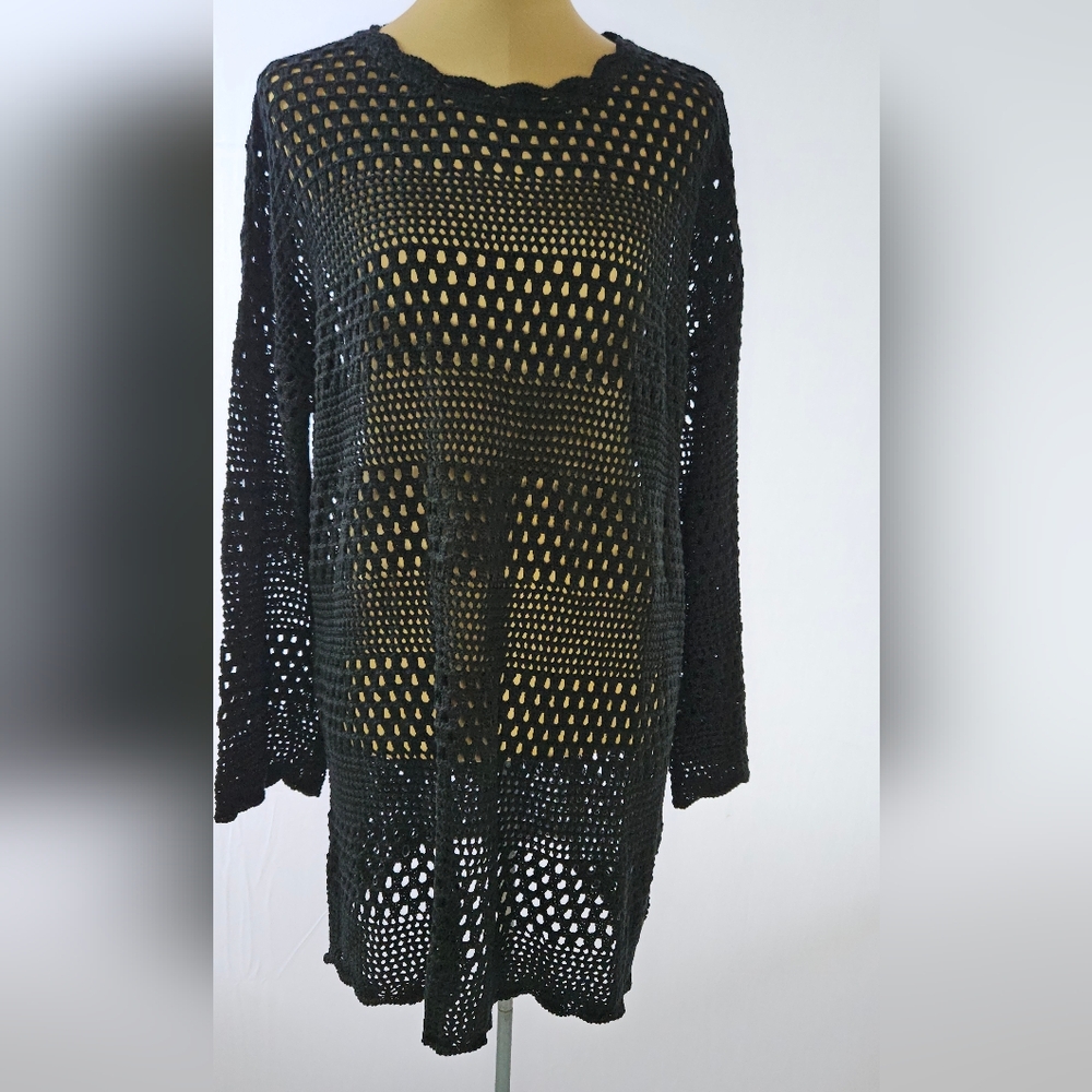 Black Crochet Dress /Swim Cover Up L